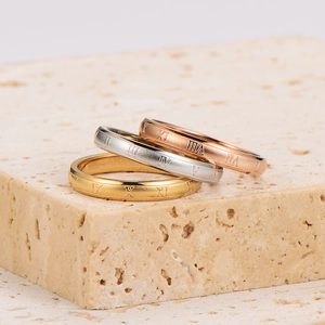 Roman Numeral Band Ring 304 Stainless Steel Polished Retro Minimalist Elegant Jewelry Women