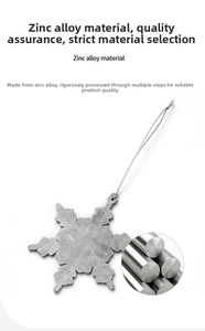 Macro detail of snowflake metal pendant with silver matte finish and zinc alloy sample