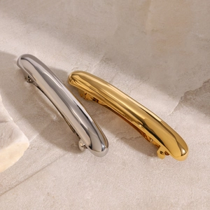 Barrettes à cheveux minimalistes en acier inoxydable poli finitions or et argent
