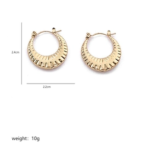 Detailed size chart of gold irregular fan-shaped earrings with 2.4cm height and 2.2cm width