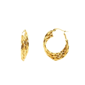 French style 18K gold-plated stainless steel twisted hoop earrings in multi-layer design