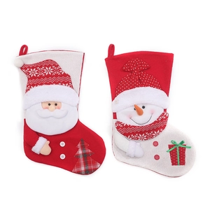 Set di calze natalizie in maglia con Babbo Natale e pupazzo di neve per decorazioni