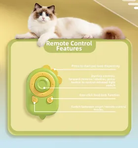 Smart cat toy remote control with joystick for food dispensing and laser pointer features
