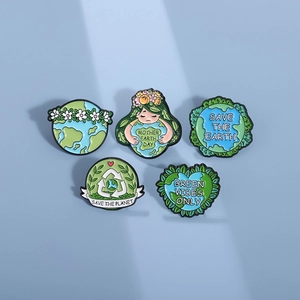 5-piece Earth Day enamel pin set with eco-friendly themes and Mother Earth Day slogans