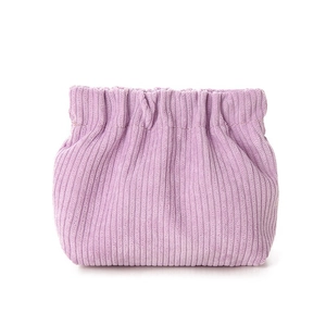 Pale purple corduroy mini pouch with squeeze closure for lipstick and jewelry