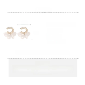 Detailed size and material specifications for Zircon Petal Tassel C-Shape Earrings