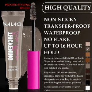 Detail of waterproof brow mascara brush with thickening fibers for 16-hour hold