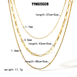 Detailed measurement guide for 18K gold plated triple-layer stainless steel necklace