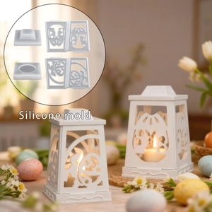 Stampo In Silicone Per Candeliere Cavo Coniglio Uovo Pasqua DIY Lanterna Portacandele Colata Resina Epossidica