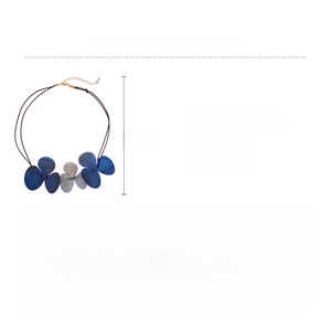 Detailed product specs of floral acrylic pendant necklace with wax rope and dimensions