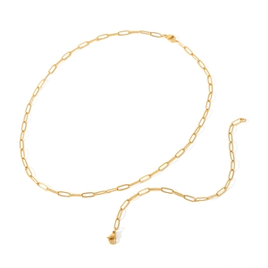 Minimalist 18K gold stainless steel paperclip chain necklace with lobster clasp and extender