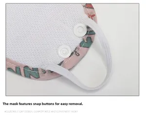 Detail der rosa Wintermütze mit abnehmbarer Maske, Druckknopf und elastischem Band
