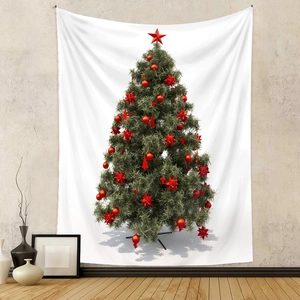 Dettaglio dell'arazzo da parete con albero di Natale in una stanza moderna e accogliente