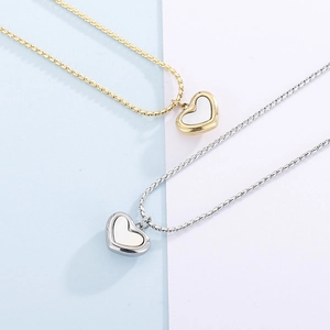 Collier Pendentif Cœur Élégant Incrustation Nacre Acier Inoxydable Chaîne Serpent Bijoux Dorés Pour Femmes
