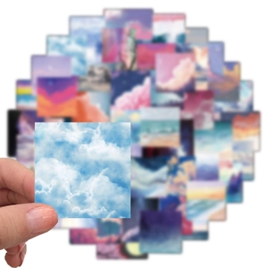 Set of 50 aesthetic landscape oil painting stickers for decorating luggage and notebooks