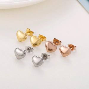 Set di orecchini a lobo a cuore in acciaio inossidabile oro argento e oro rosa