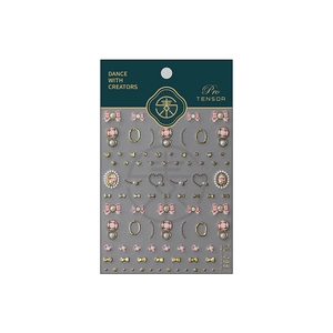 3D bow and pearl nail art stickers with metallic ring design on TL-098 model backing