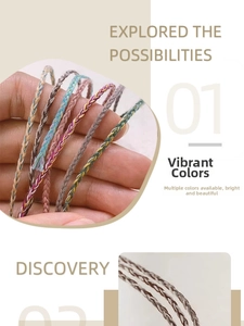 Close-up of hand holding colorful 2x1mm braided cotton cords for DIY jewelry weaving