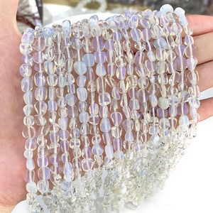 Close-up of translucent moonstone pebble beads for handmade jewelry design