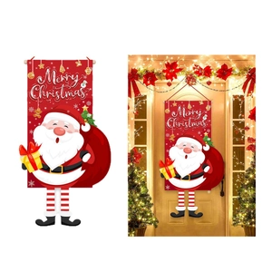 Striscione di Buon Natale con Babbo Natale e regali per decorazione esterna del portico