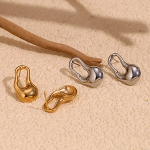 Boucles d'oreilles gouttes creuses irrégulières en or 18K et argent minimalistes