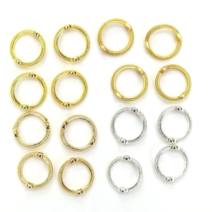 Round Bead Frame Circle Rings Twisted Texture 14K Gold Plated Brass DIY Jewelry Components For Earring Bracelet Making