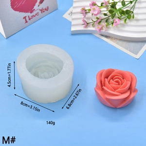 Dimensioni dettagliate dello stampo in silicone a rosa per sapone e candele fai-da-te