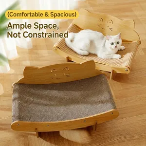 Griffoir Pour Chat Canapé Lit Chaise Longue Sisal Papier Ondulé Bois Meuble De Grattage Pour Chats Chatons Intérieur