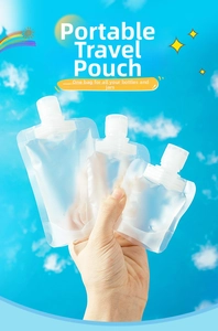 Three reusable travel pouches for toiletries with secure white screw caps and matte finish