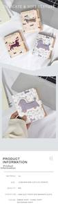 Detail view of cute puppy PU leather tri-fold wallet with card slots and photo window