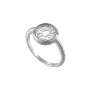 Eleganter Silberring mit Zirkonia-Steinen im geometrischen Design und Durchbruchmuster