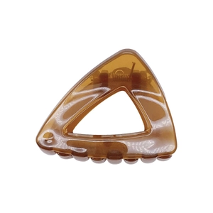 Amber translucent triangular hair claw clip for high ponytail on white background