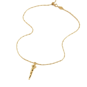 Adjustable golden stainless steel necklace with a polished cornicello chili pendant charm