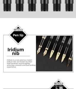 Close-up of durable iridium nibs for fountain and calligraphy pens on white background