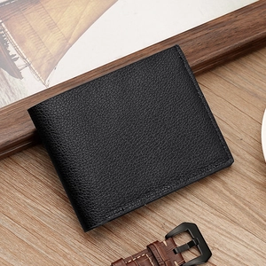 Men Bifold Wallet PU Leather Litchi Grain Short Multi Card Slot ID Window Money Clip For Business Daily Simple