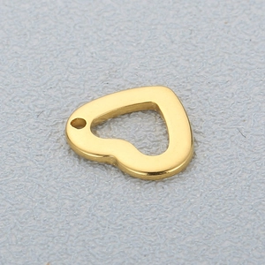 Minimalist gold stainless steel hollow heart pendant for DIY jewelry necklace making