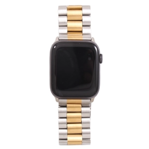 Three-link stainless steel watch strap in silver and gold finish for smartwatches