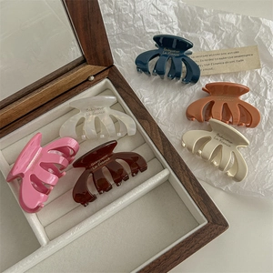 Minimalist French style oval pumpkin hair claw clips set in various elegant colors