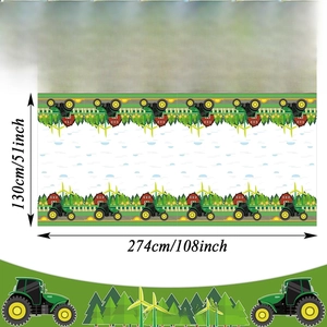 Cartoon farm tractor party tablecloth 108x51 inch for boys birthday celebration decor