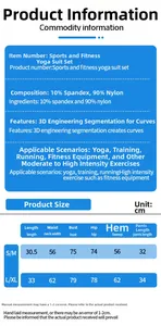 Size chart showing S/M and L/XL dimensions for the breathable yoga bodysuit garment