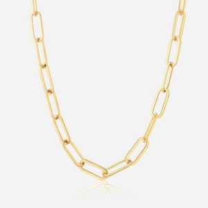 Collier À Gros Maillons Trombone Acier Inoxydable Plaqué Or 18 Carats Bijoux Punk Hip Hop Pour Femmes