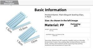 Detailed view of light blue PP bag sealing clips in both long and short sizes with buckle