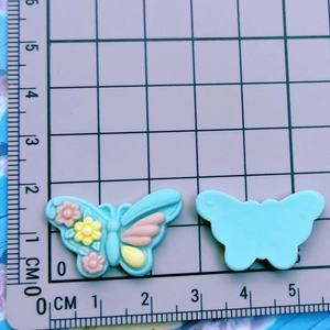 Blue butterfly resin charms for DIY hair clips and shoe accessories, set of two