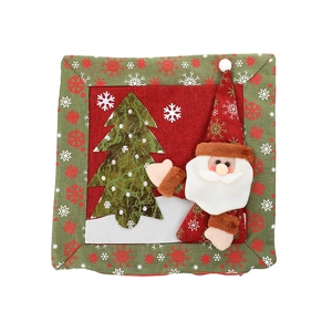 Christmas snowman pillow cover with 3D Santa Claus plush decor and snowflake pattern