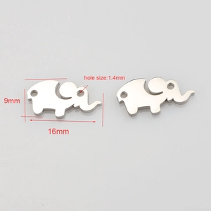 Polished stainless steel mini elephant pendant for DIY jewelry, size 16mm x 9mm