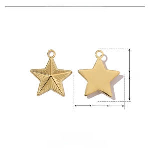 Detailed view of polished star pendant with dimensions 20mm by 17mm in stainless steel