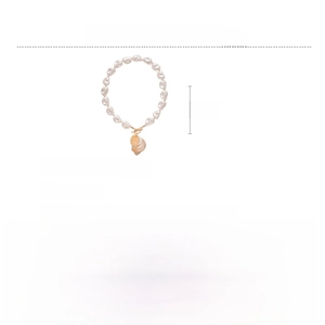 Baroque shell and imitation pearl necklace with gold OT buckle detail and 48cm length