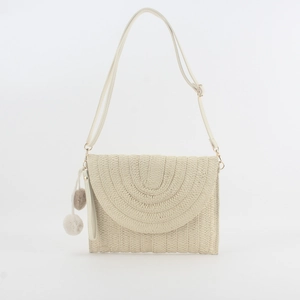 Borsa A Tracolla In Paglia Intrecciata Da Donna Con Ciondoli Pompon Estate Spiaggia Vacanze Bohemien