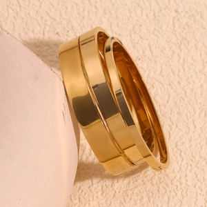 Minimalist Bangle Bracelet 18K Gold Plated Stainless Steel Smooth Polished Geometric Jewelry For Women Trendy