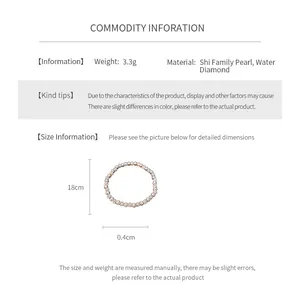 Detailed size chart for the purple pearl and diamond bracelet with 18cm circumference